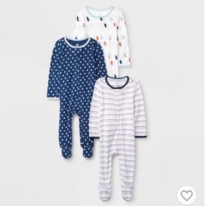 Set of three footie pajamas
